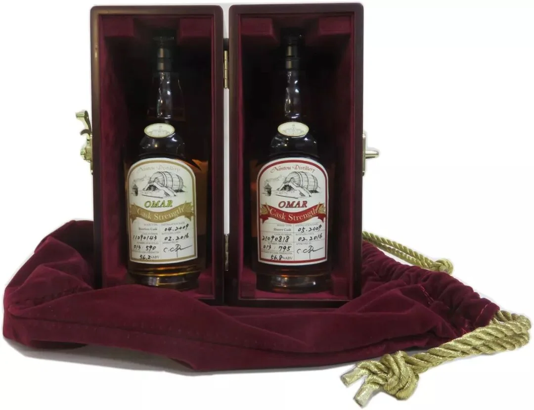 OMAR cask-strength single casks in a wooden case