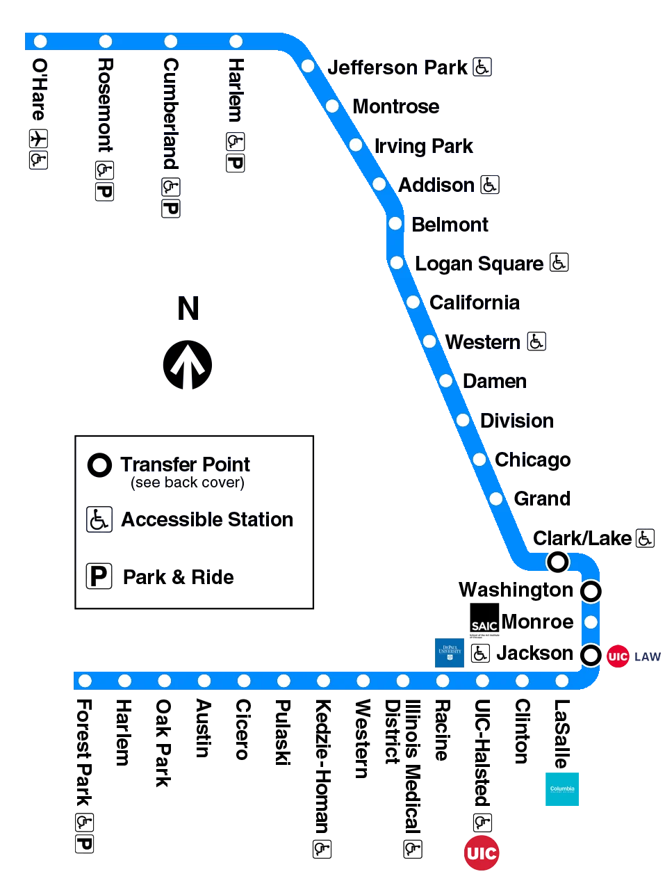 The Blue Line route map