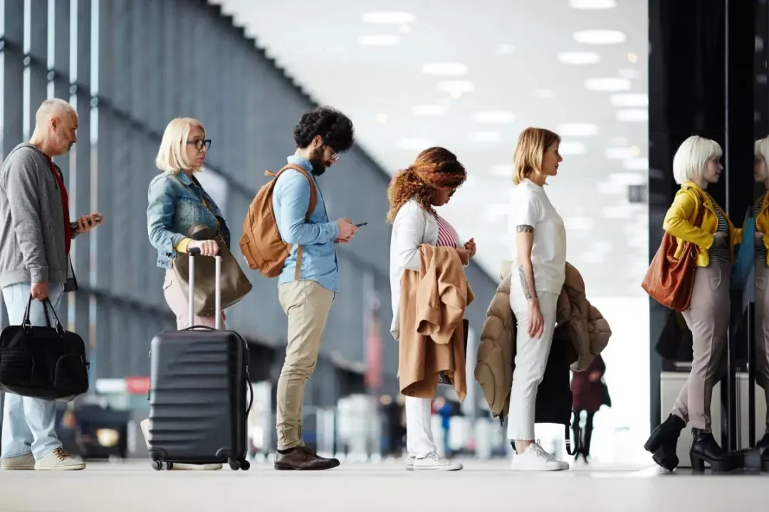 Passengers queueing for immigration