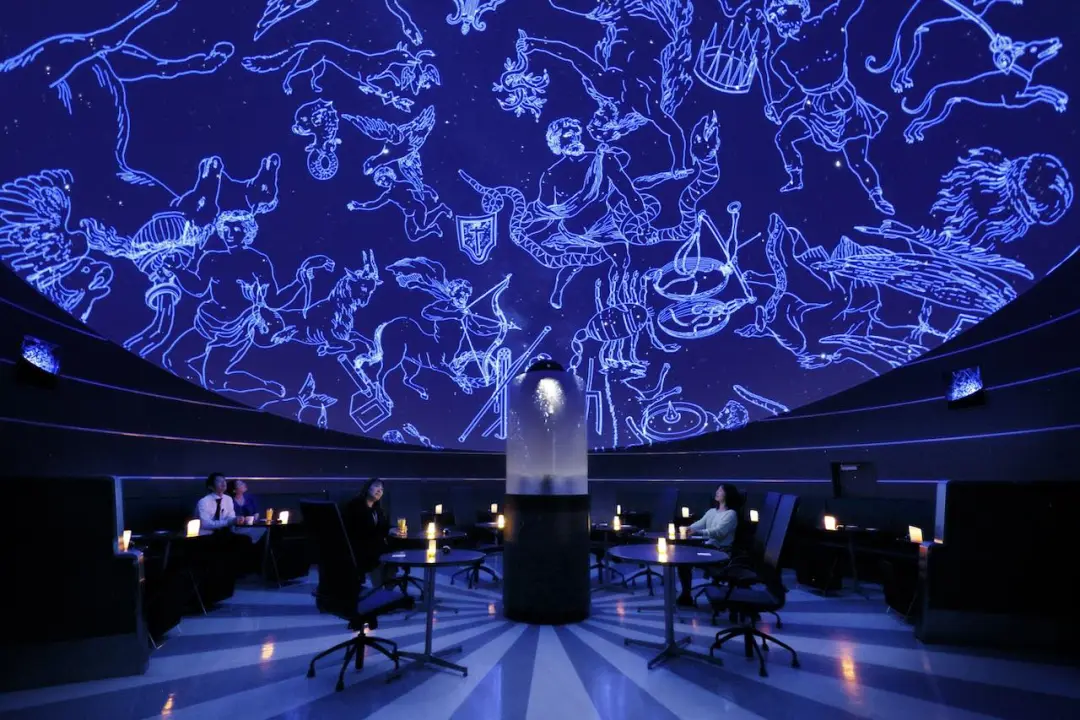 Stars projected across the planetarium dome