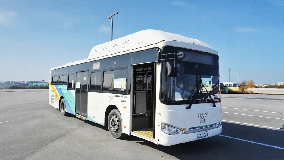 The terminal shuttle bus inside the airport