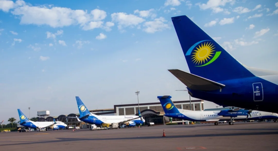 RwandAir aircraft on the apron at Kigali International Airport