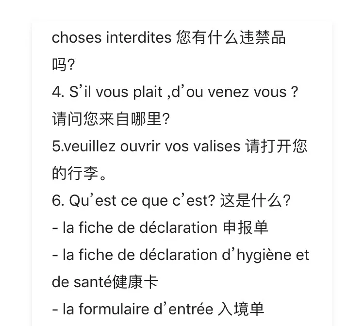 Phrase list 5: questions at customs after landing — length of stay, goods to declare