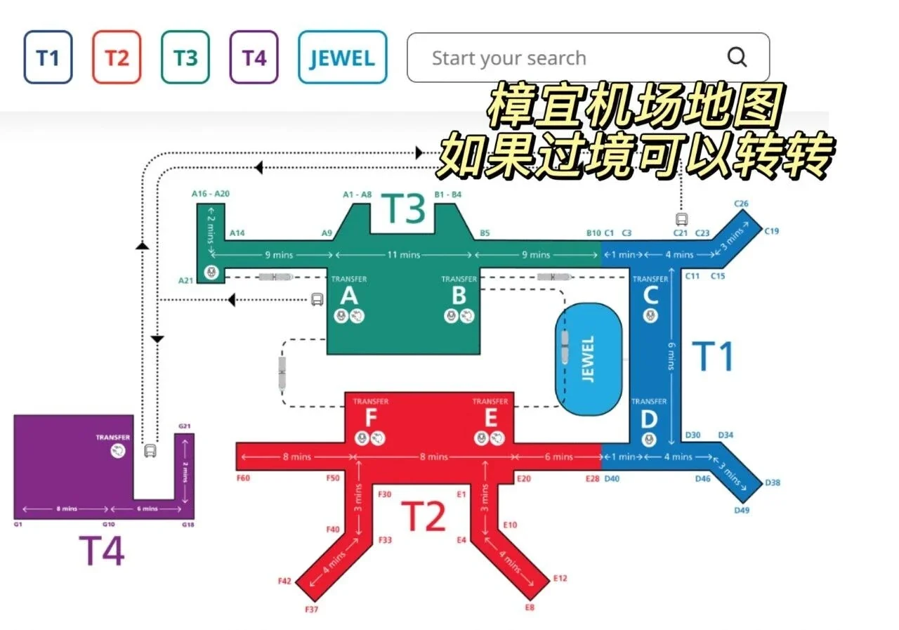 Changi Airport map: handy if you are transiting