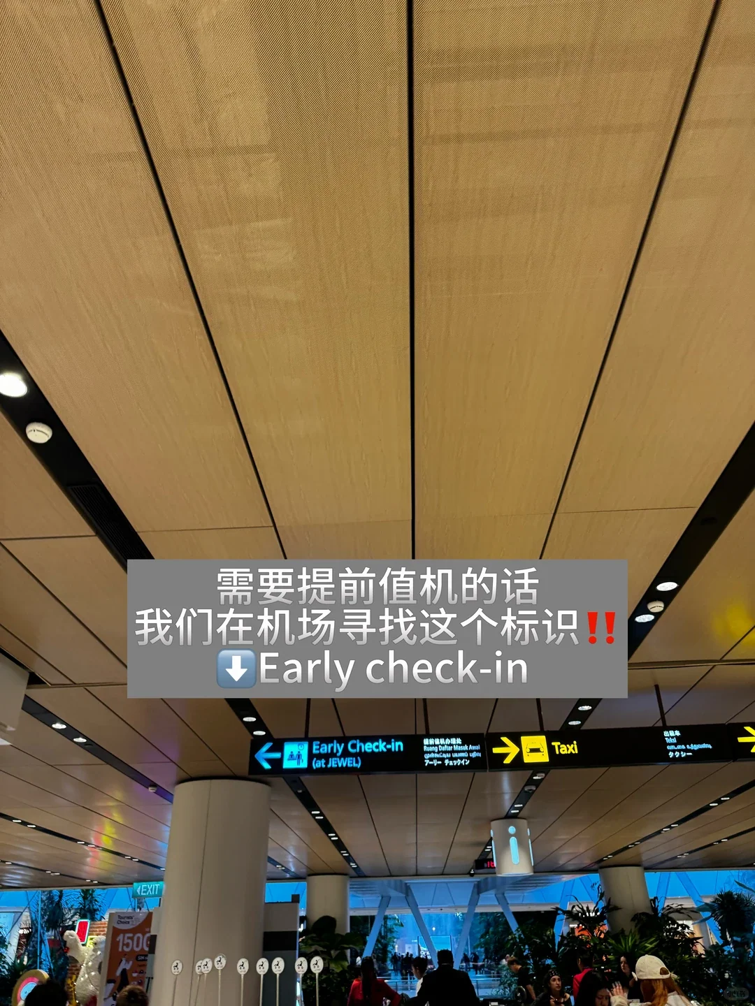 The Early Check-in sign pointing towards Jewel