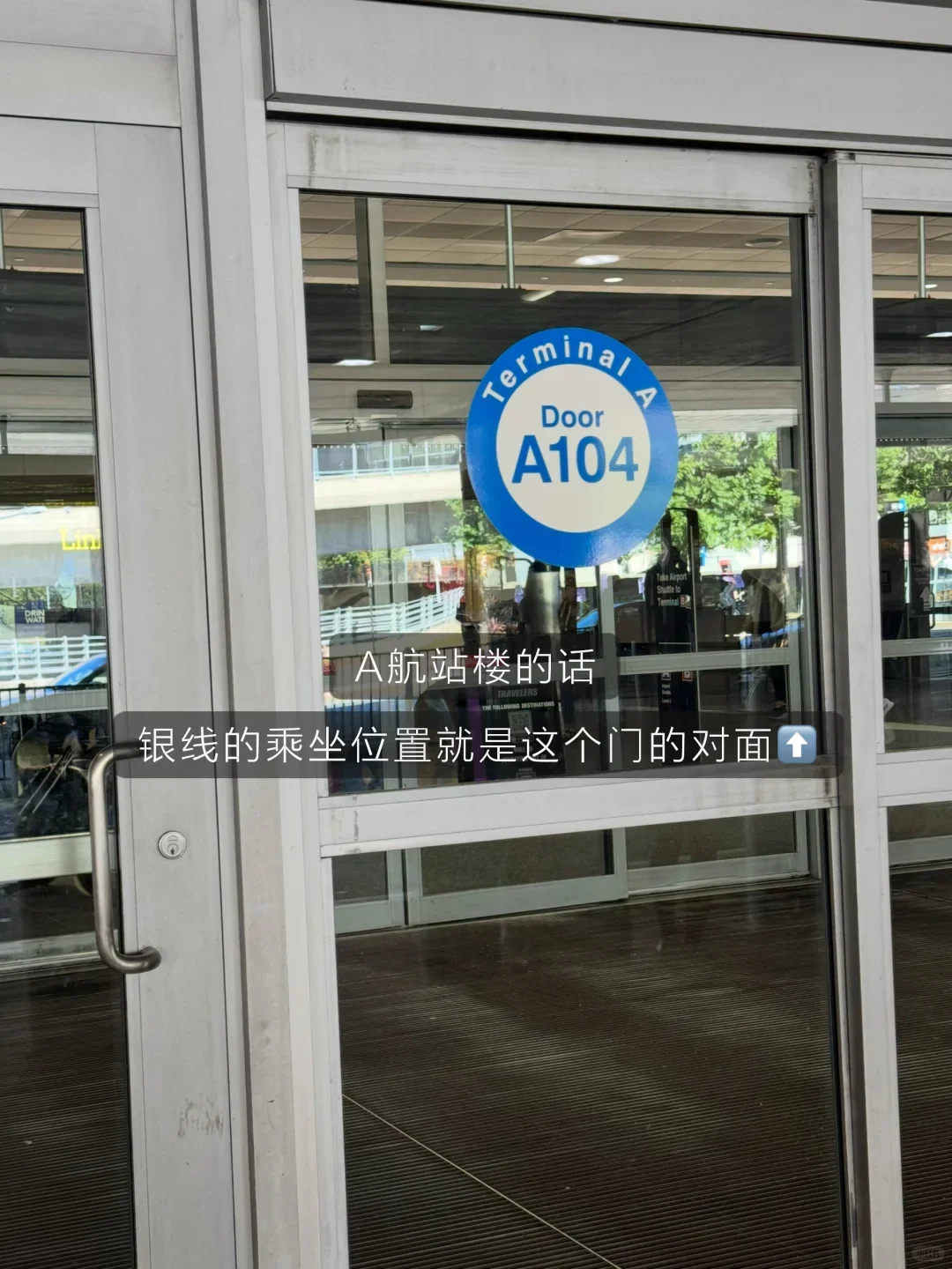 The Silver Line stop sits opposite door A104 at Terminal A