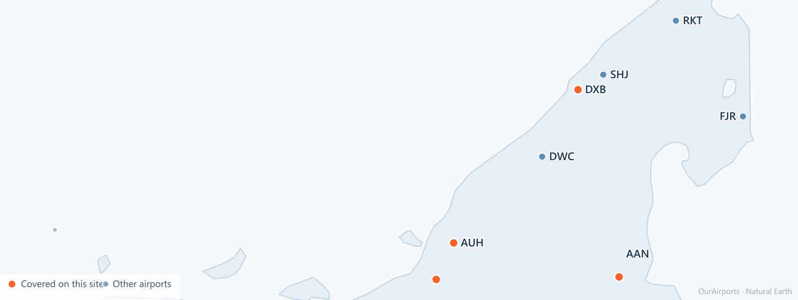 United Arab Emirates airport distribution map: 9 scheduled airports