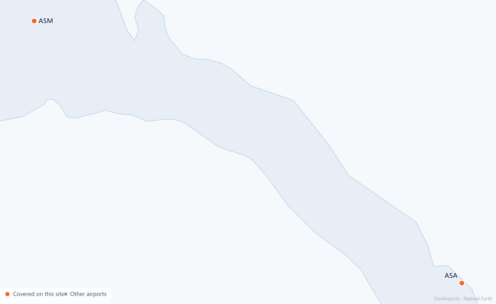 Eritrea airport distribution map: 2 scheduled airports