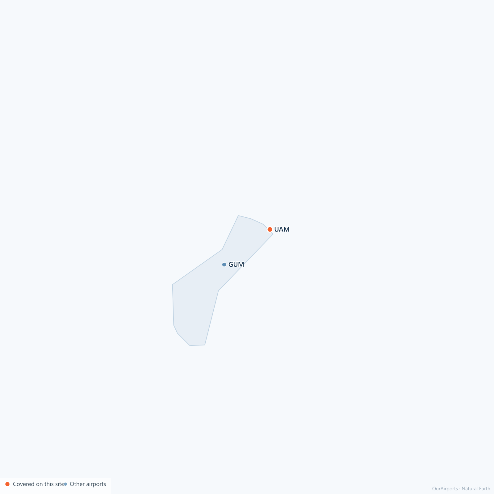 Guam airport distribution map: 2 scheduled airports