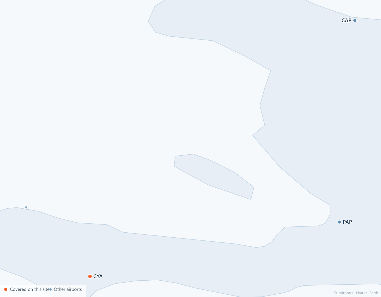 Haiti airport distribution map: 4 scheduled airports