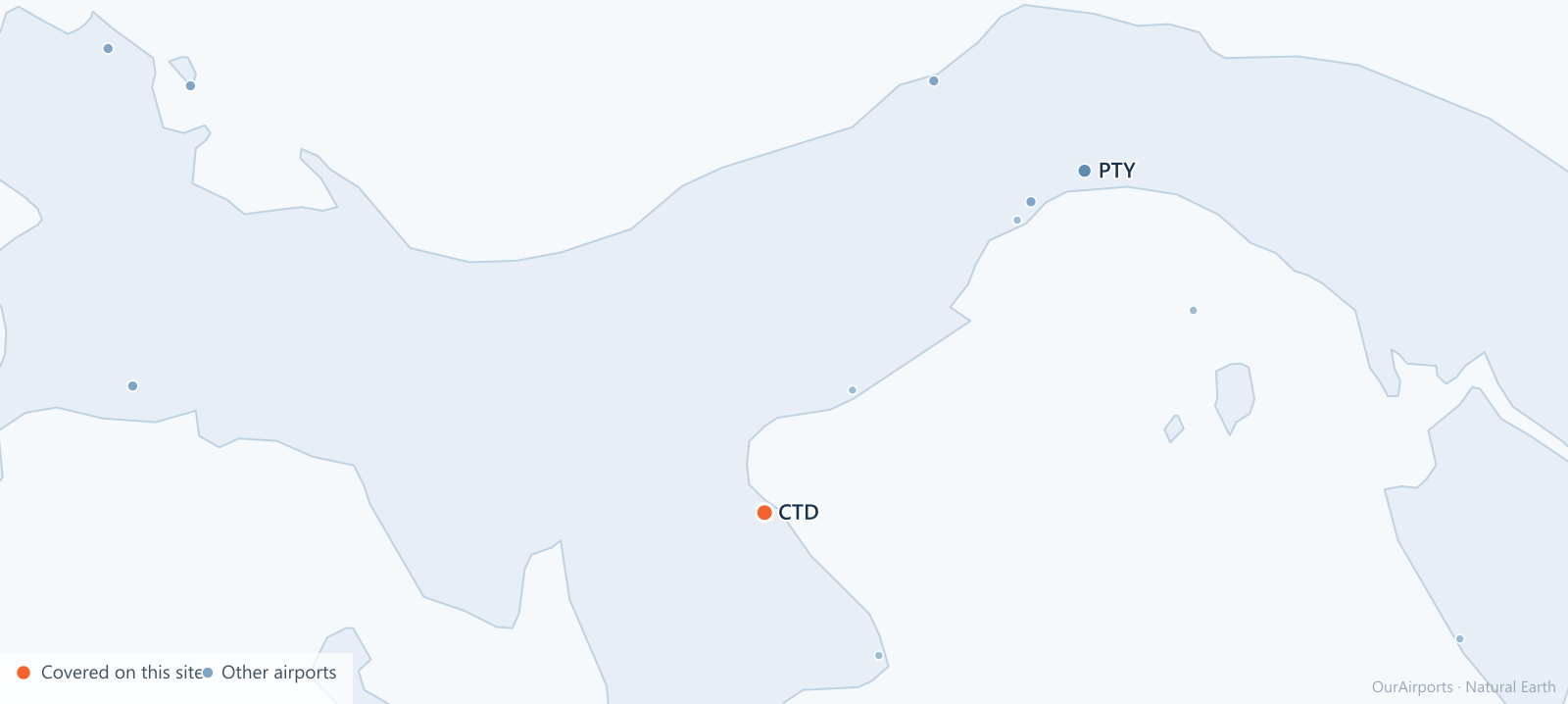 Panama airport distribution map: 12 scheduled airports