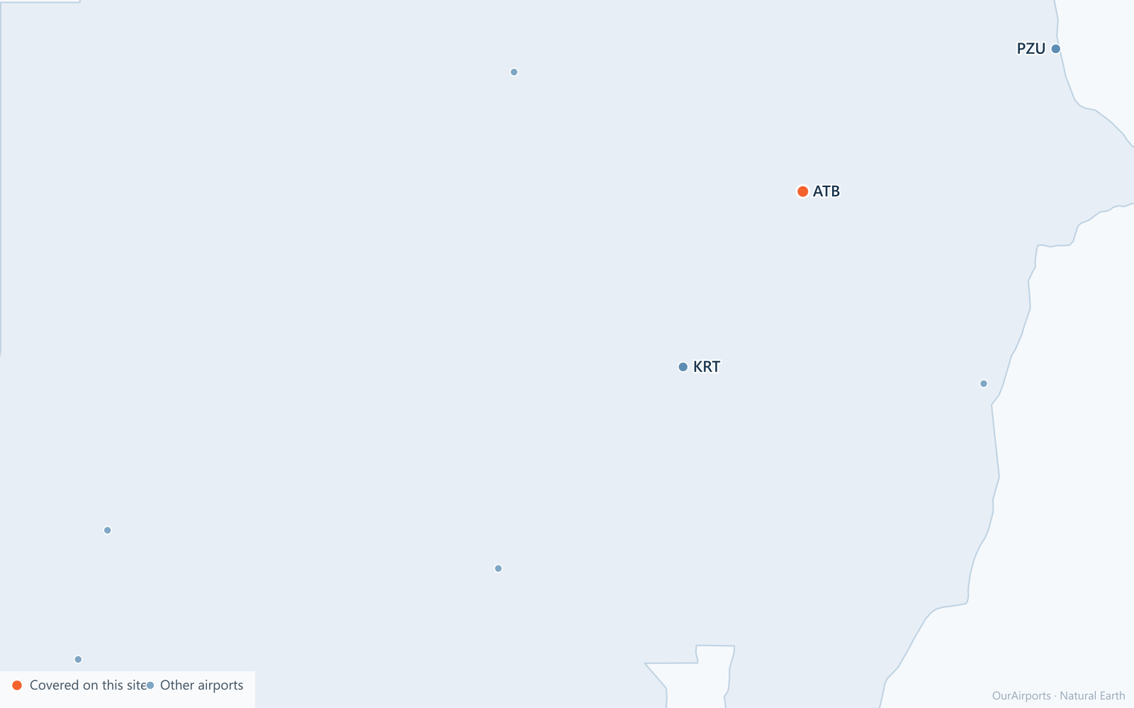 Sudan airport distribution map: 8 scheduled airports