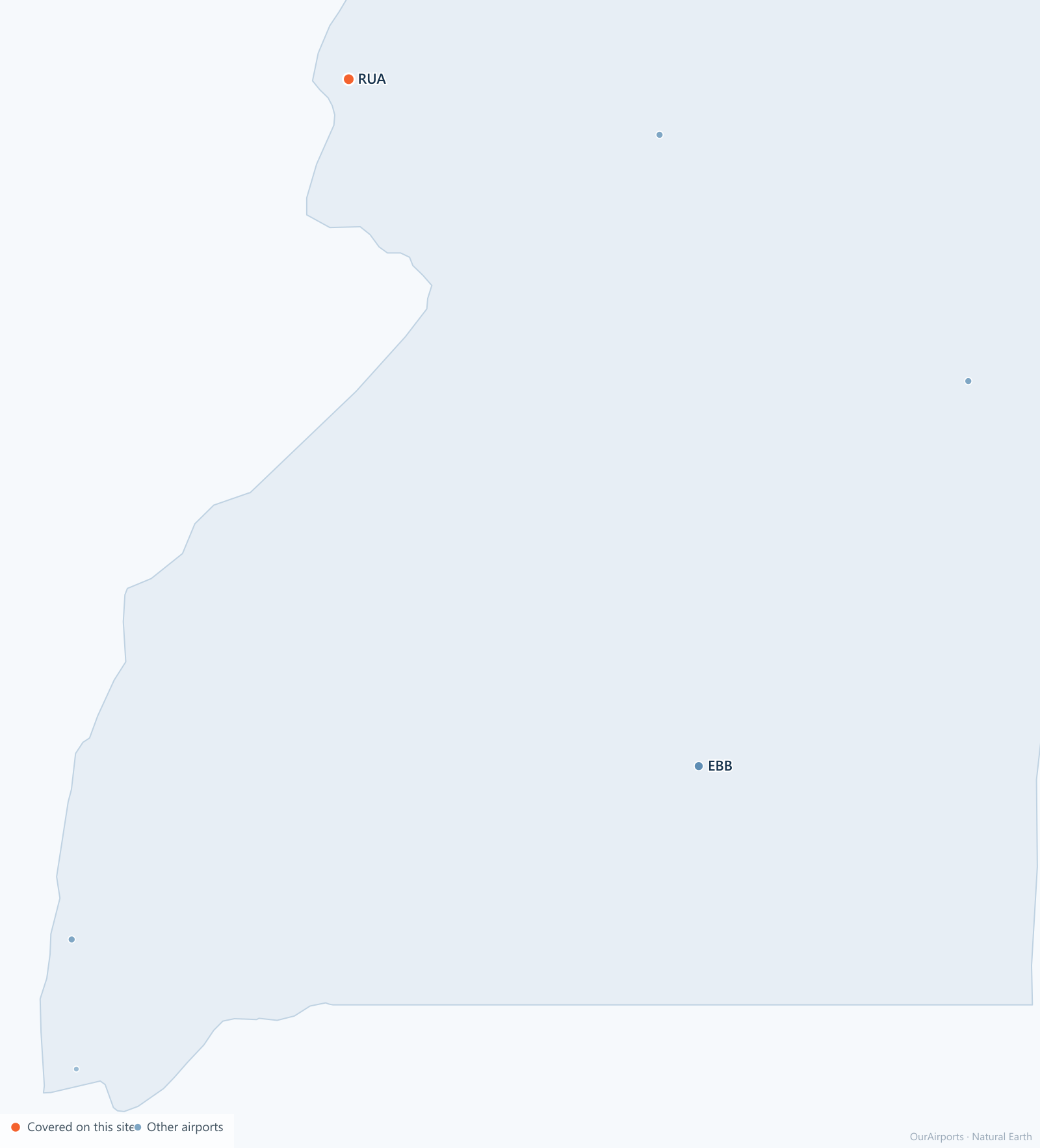 Uganda airport distribution map: 6 scheduled airports