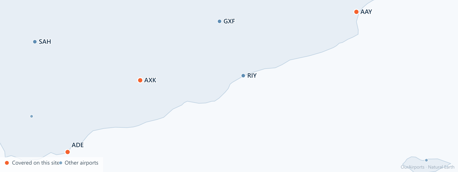 Yemen airport distribution map: 8 scheduled airports