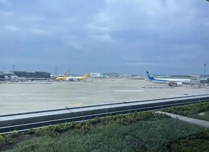 Das Vorfeld vom Terminal aus gesehen – dahinter eine 787 von ANA und zwei A320 von Vanilla Air.