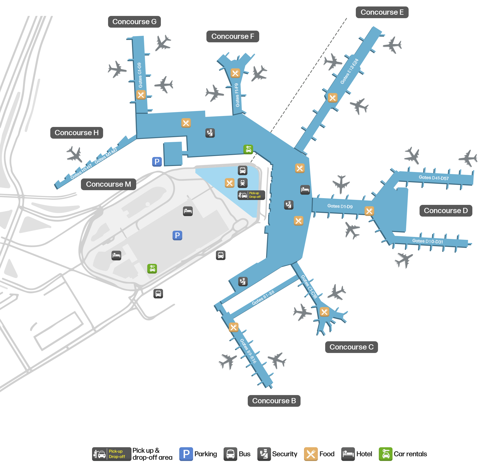 AMS Airport Terminal Map — Gates & Navigation