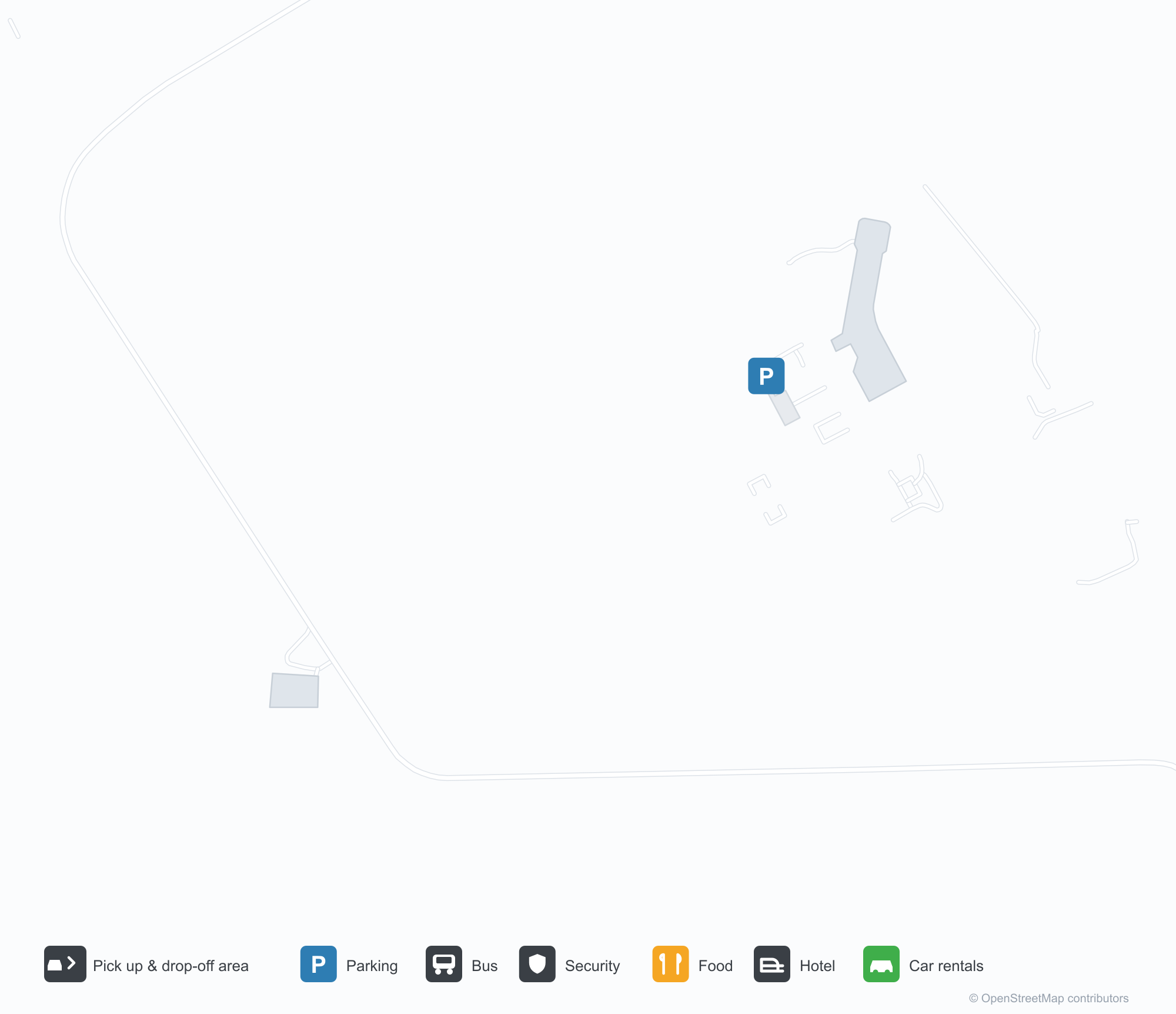 Andros Town Airport (ASD) terminal map showing all terminals, gate ranges and concourses