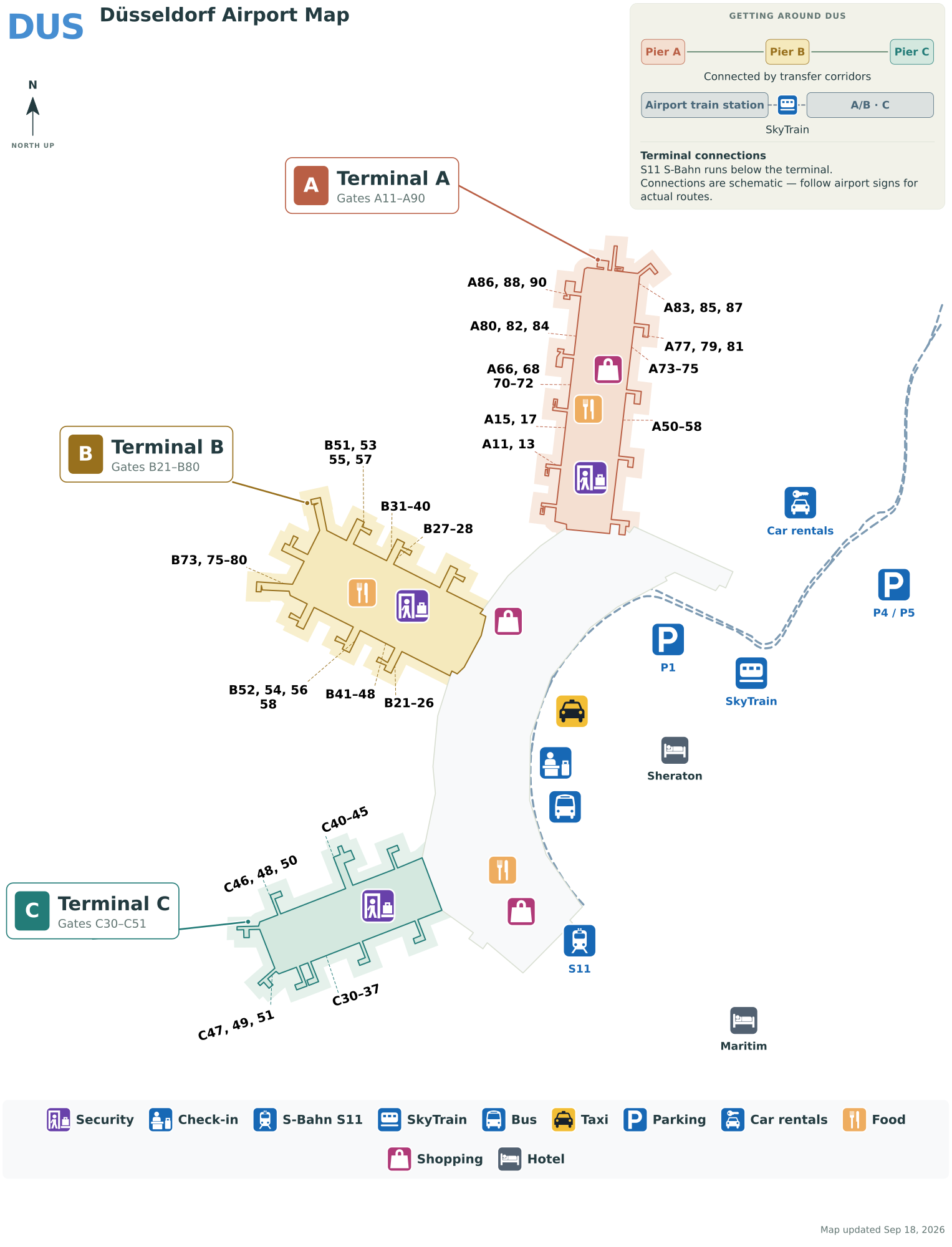 DUS Airport Terminal Map — Gates & Navigation