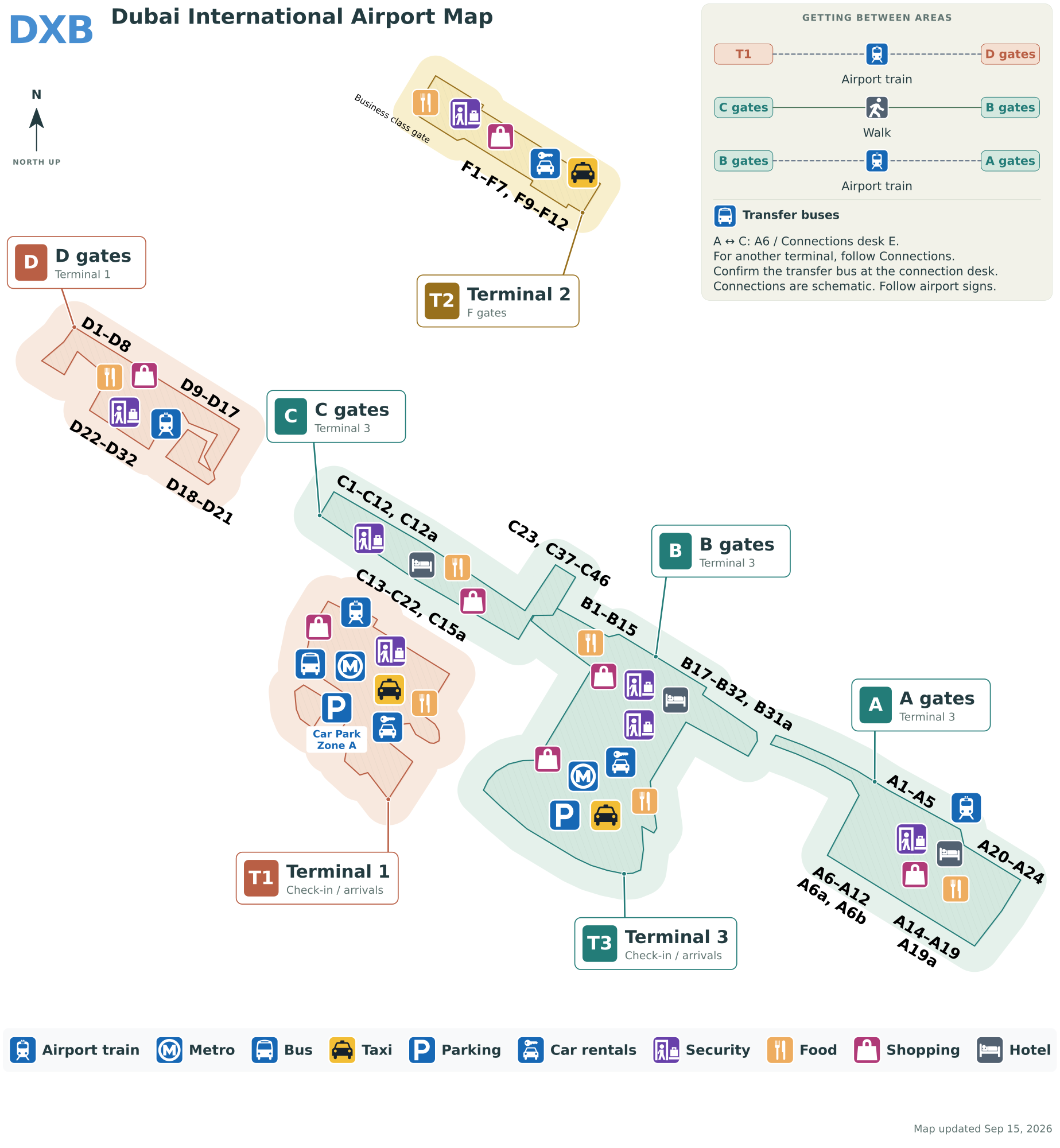 DXB Airport Terminal Map — Gates & Navigation