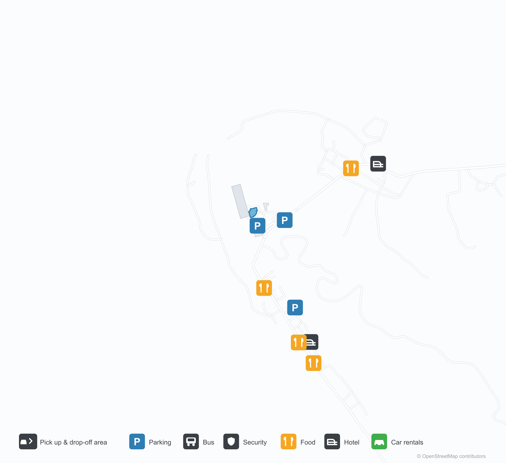 Lyudao Airport (GNI) terminal map showing all terminals, gate ranges and concourses