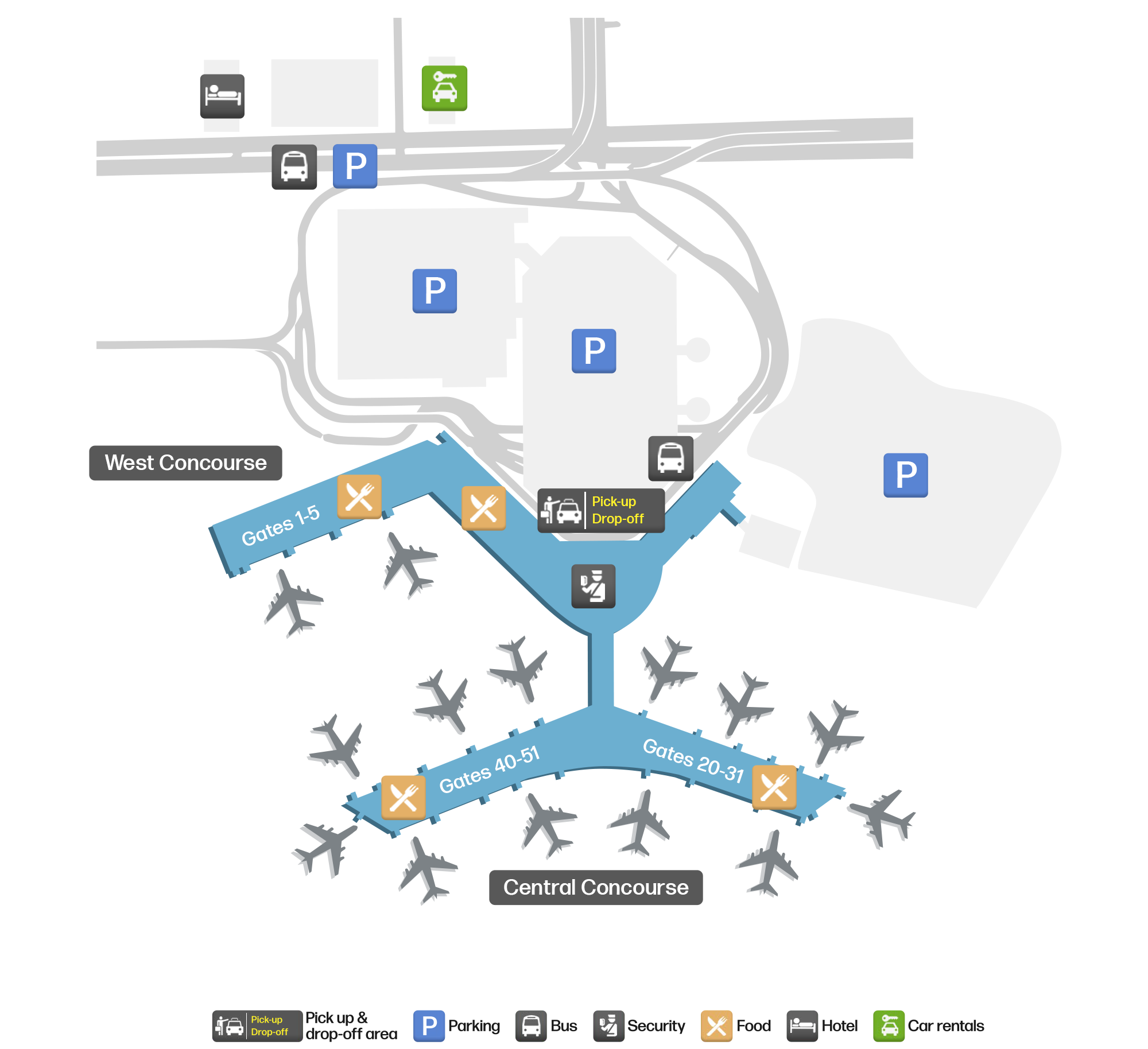 HOU Airport Terminal Map — Gates & Navigation