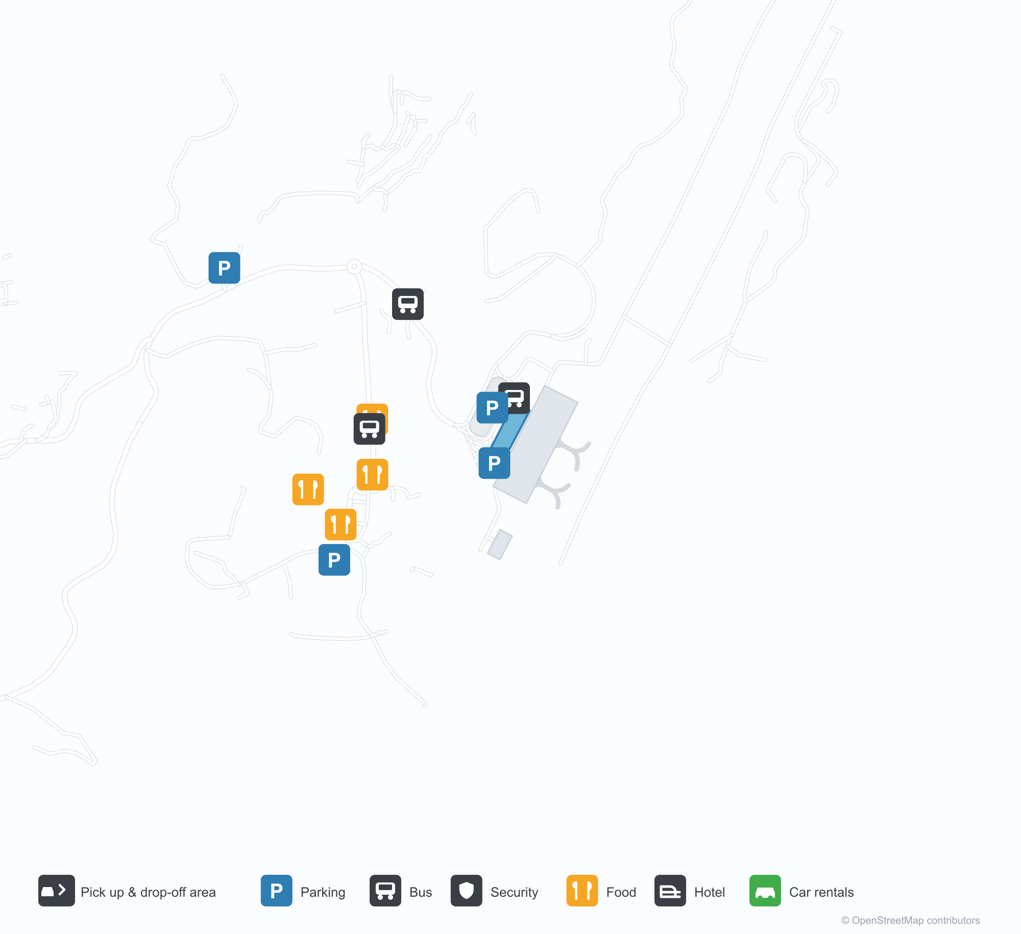 Matsu Nangan Airport (LZN) terminal map showing all terminals, gate ranges and concourses