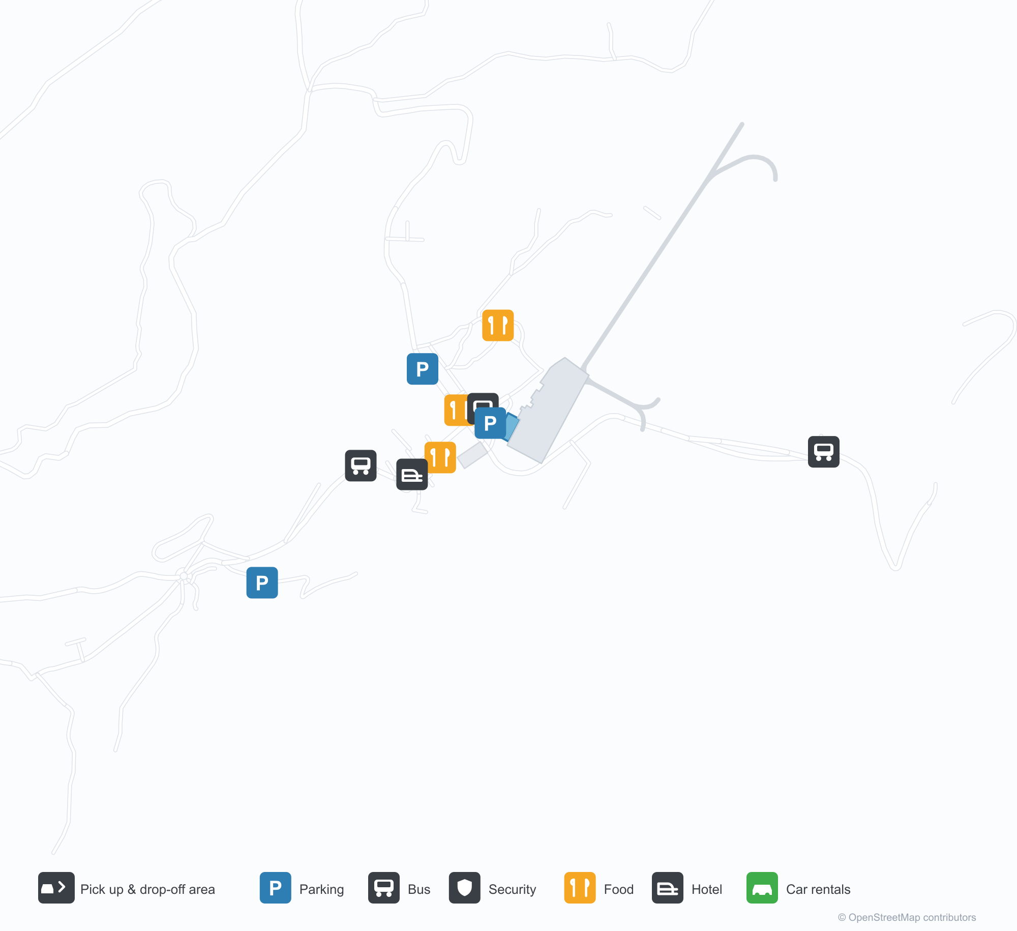 Matsu Beigan Airport (MFK) terminal map showing all terminals, gate ranges and concourses