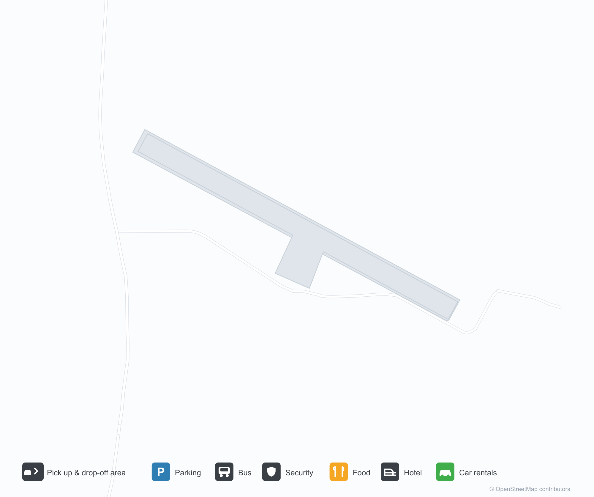 Ambatondrazaka Airport (WAM) terminal map showing all terminals, gate ranges and concourses