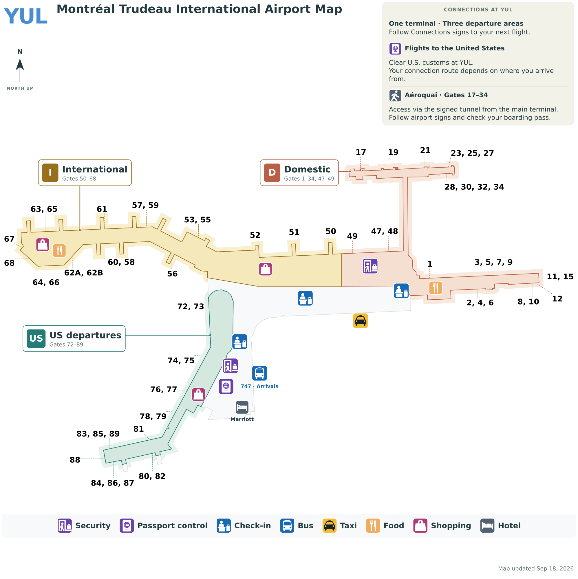 YUL Airport Terminal Map — Gates & Navigation