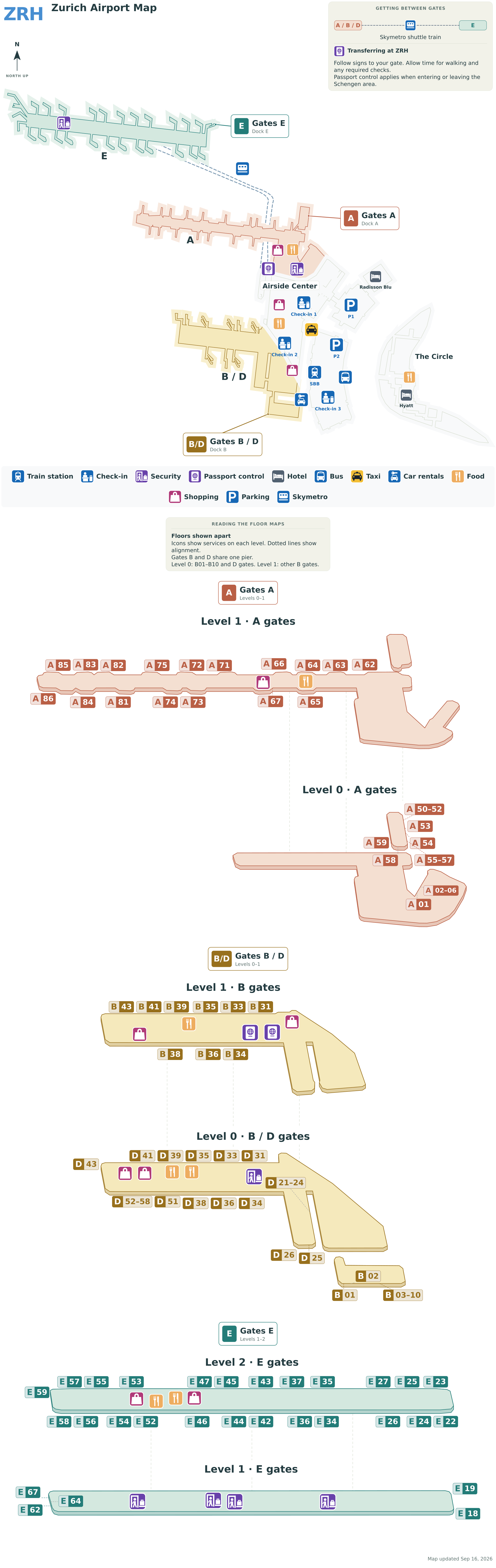 ZRH Airport Terminal Map — Gates & Navigation